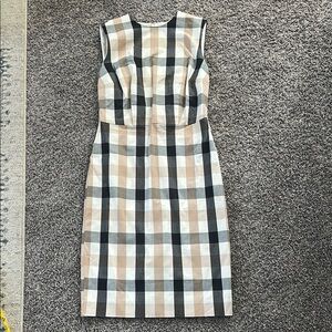 NWT Checkered Sleeveless Dress - Black, White, Tan
